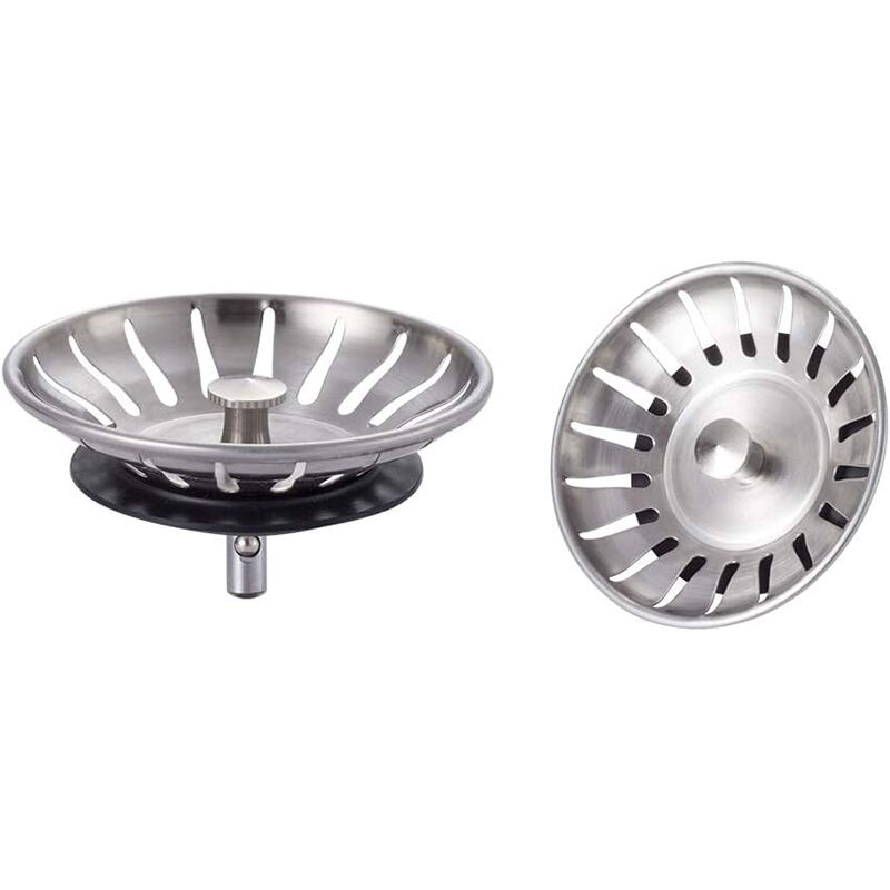 Tappo Per Lavello Da Cucina In Acciaio Inox (set Da 2) - Filtro Universale Per Lavello Da Cucina (diametro: 80 Mm), Tappo Per Lavello Con 18 Fessure, Griglia Anti-intasamento Per Lavello Da Cucina