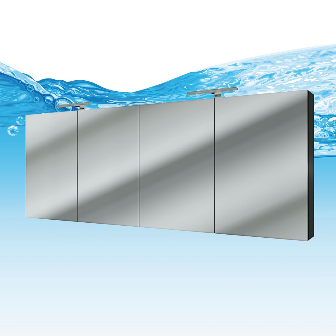 AcquaVapore Spiegelschrank Badspiegel Badezimmer Spiegel City 160cm Esche schwarz NEIN ohne LED-Beleuchtung Image