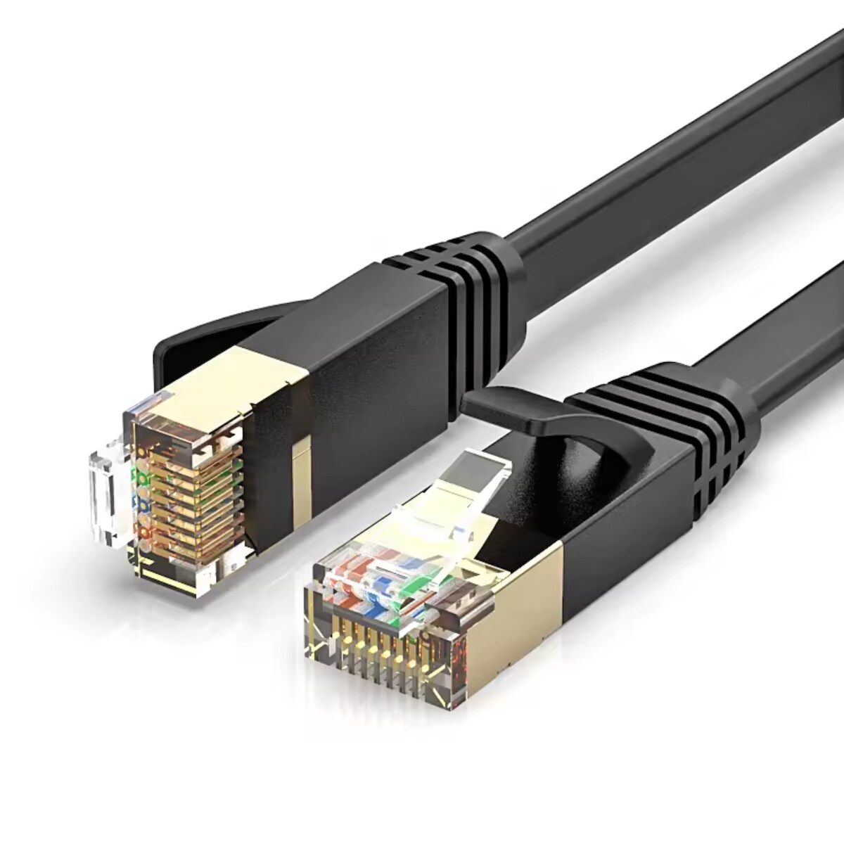 MobileKing 30 m Flach Cat 7 LAN-Kabel Schwarz – Highspeed Netzwerkkabel bis 10 Gbit/s, S/FTP, RJ45, ultraflach für unauffällige Verlegung Image