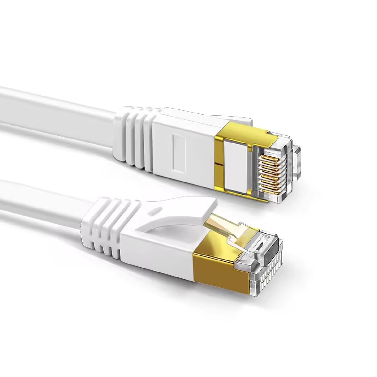 MobileKing 15 m Flaches Cat 7 LAN-Kabel Weiß – Hochgeschwindigkeits-Netzwerkkabel, Gigabit Ethernet, Ultra Slim Patchkabel für Router Image