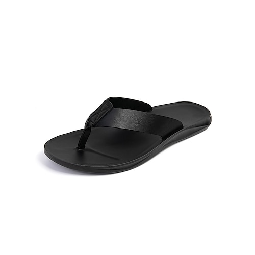 Herren Minimalistisch Resort Poolbereich PU Leder Bequem Slipper Gelbbraun Rot Braun Schwarz Sommer Image