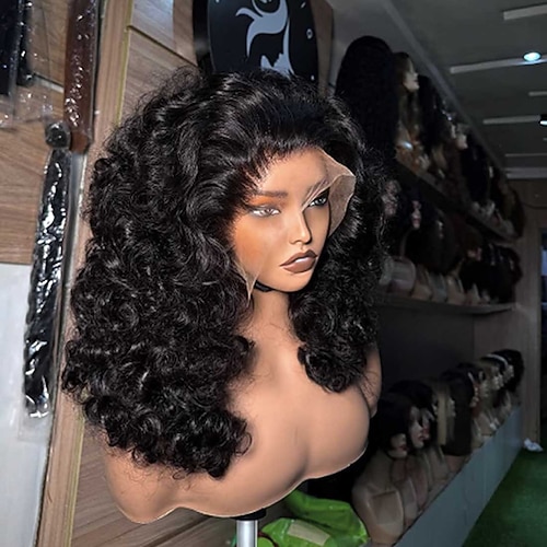 Echthaar 5x5 Verschluss 13x4 Spitzenfront Perücke Freier Scheitel Brasilianisches Haar Lose Locken Natürlich Perücke 150% 180% Haardichte mit Babyhaaren Glatt Natürlicher Haaransatz 100% Unbehandelt Image