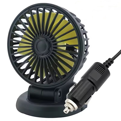 Autolüfter, 12-V-Zigarettenanzünder- oder USB-betriebener Fahrzeuglüfter, faltbarer Armaturenbrettlüfter mit 360°-Drehung, leistungsstarker 5-Blatt-Lüfter für Auto, LKW, SUV, Wohnmobil, Büro, Image