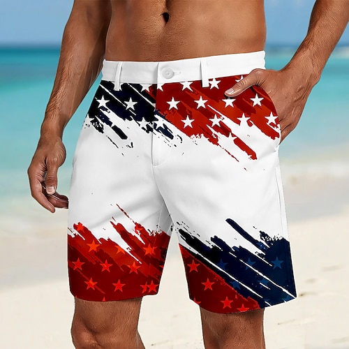Herren 250. Jahrestag des Unabhängigkeitstages der USA am 4. Juli Amerikanische Flagge Bermudashorts Freizeitshorts Kurze Golfhosen Mittlere Taille Patriotisch Outdoor Ferien Kurze Hose mit flacher Image