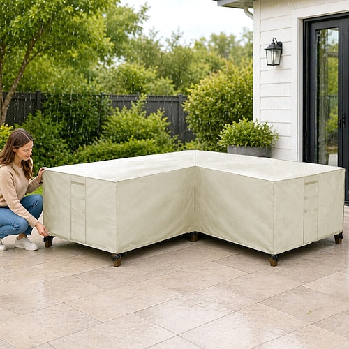 Gartenmöbelabdeckung, L-förmige Lounge-Abdeckung, wasserdichte Rattan-Sofaabdeckung, für Gartenmöbel, Sitzgruppen, Ecksofas, Ecklounge-Sets, Plane (270 x 270 x 90 cm, schwarz)