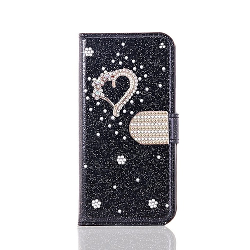 Handy Hülle Handyhüllen Für iPhone 17 Pro Max 17 Air 16 15 14 Pro Max Plus 16e 13 12 11 Pro Max Mini Brieftaschenhülle Flip-Cover Mit Ständer Bling Glitzer glänzend Strass PU-Leder Image