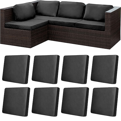 8-teiliges Set dehnbarer Terrassenkissenbezüge, wasserdichte Ersatzbezüge für Outdoor-Sofas, Outdoor-Sofabezüge Sofabezüge, Kissenbezüge für Gartenmöbel, waschbare und wiederverwendbare