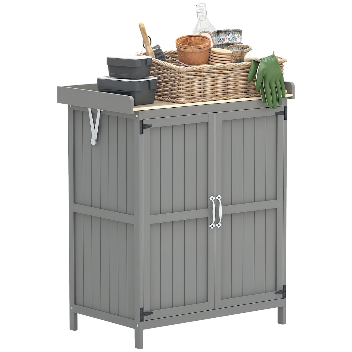 Outsunny-Gartenschrank-74L x 43B x 88H cm-Grau Image