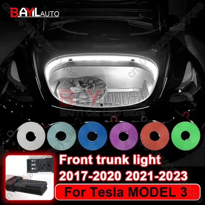 Per Tesla MODELLO 3 2017-2023 Luce del bagagliaio anteriore dell'auto, lampada decorativa schiarente del bagagliaio anteriore, barra luminosa dell'atmosfera dell'auto Plug & play