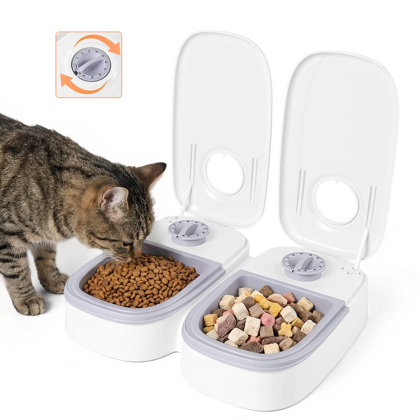Distributeur automatique de nourriture pour chats et petits chiens, machine à alimentation lente pour chats et chiens avec distributeur de nourriture chronométré, nourrisseur de nourriture sèche et