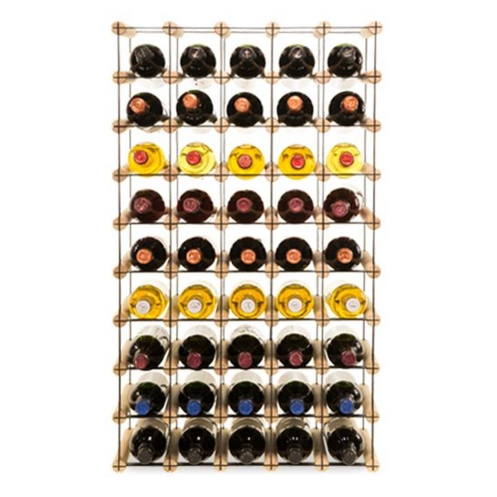 PROREGAL Modulares Weinregal VINOTECA MOD METAL | HxBxT 92,5x52,5x24,5cm | 5x9 Flaschen | Massives Kiefernholz | Natur | Flaschenregal Image