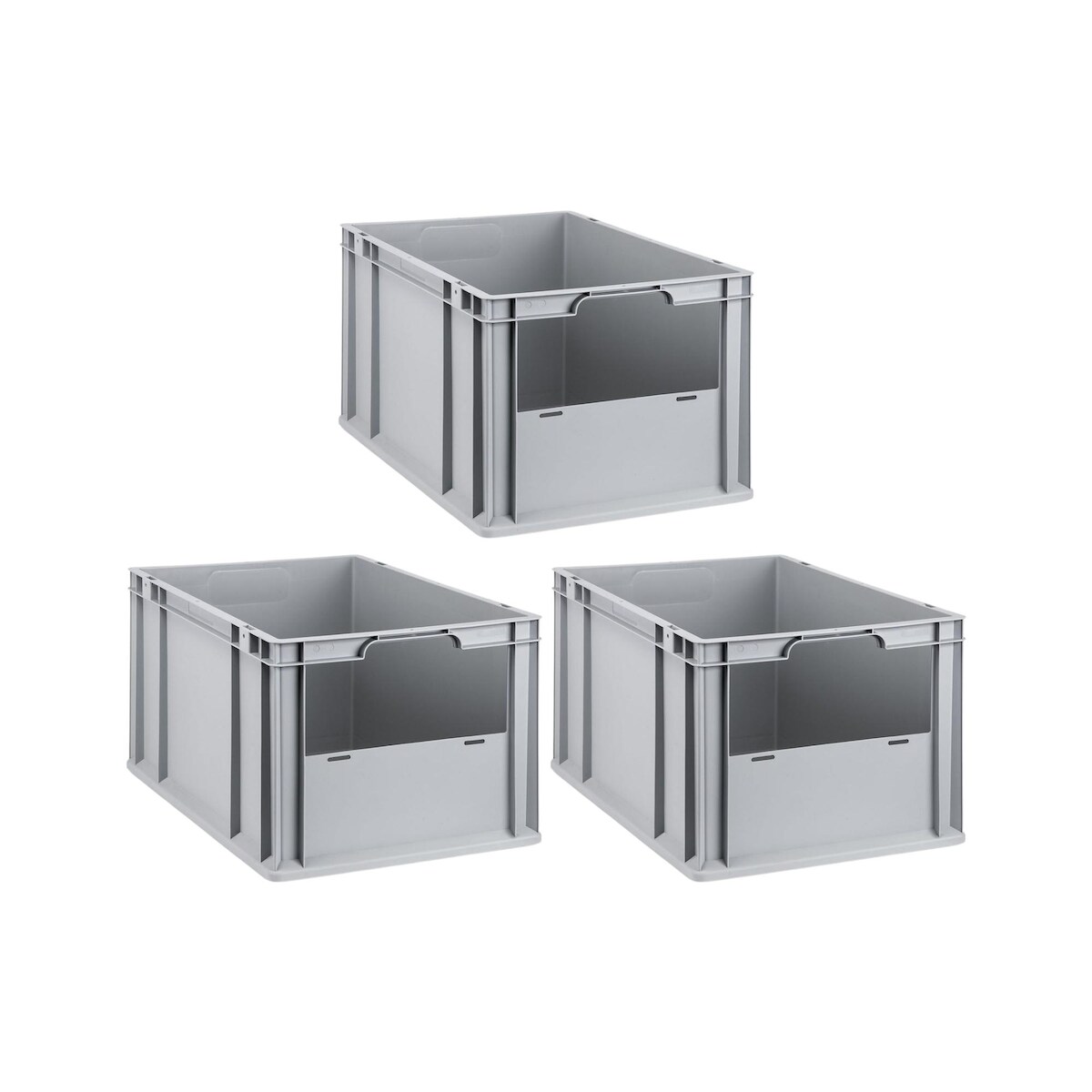 PROREGAL 3x Eurobox NextGen Insight | HxBxT 32x40x60cm | 65 Liter | Front offen | Eurobehälter, Transportbox, Transportbehälter Image