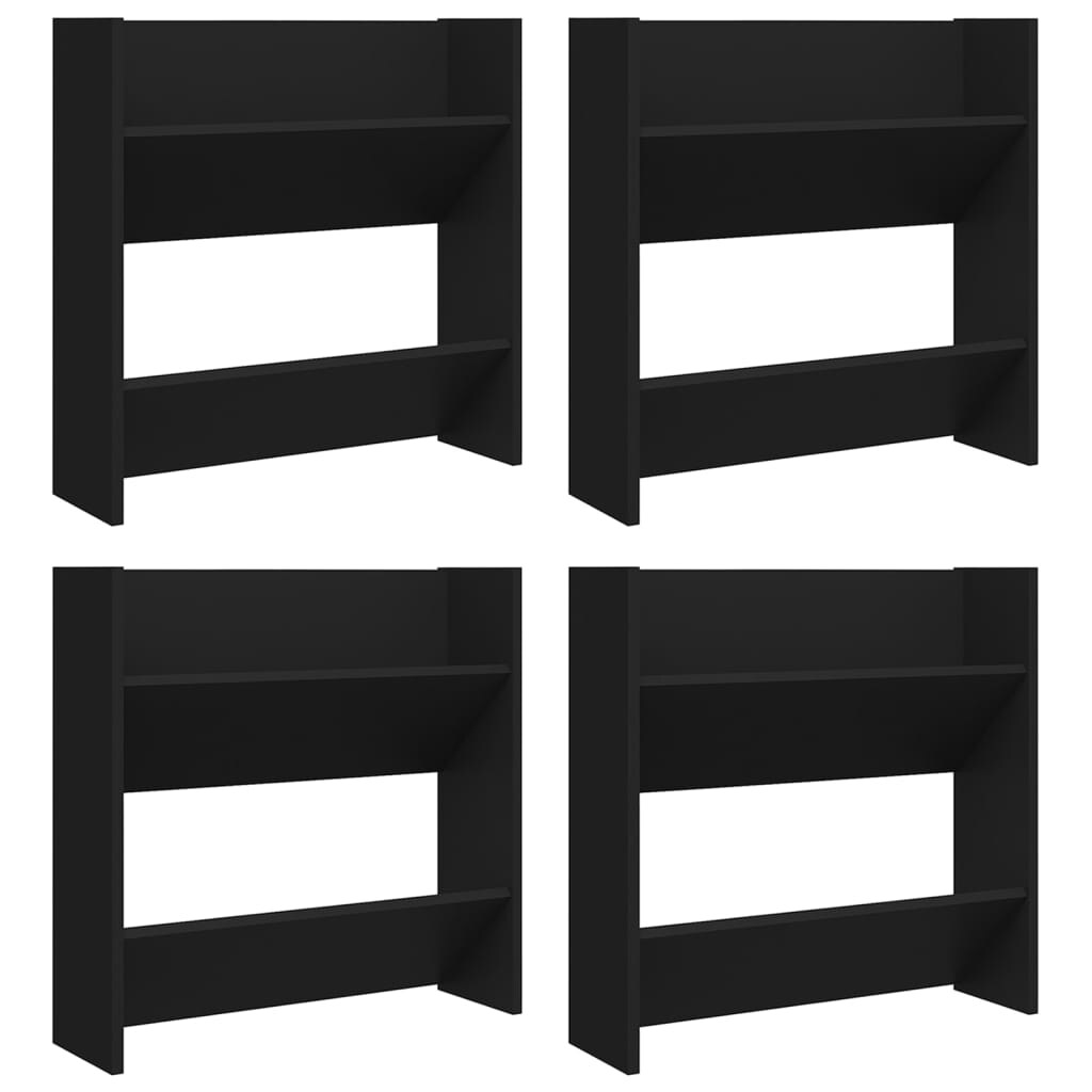 Helloshop26 - Schuhschränke Schuhaufbewahrung Möbel für Eingangsbereich Flur Wohnzimmer Wandmontage 4er-Set schwarzes Holzwerkstoff 02_0022155 Image