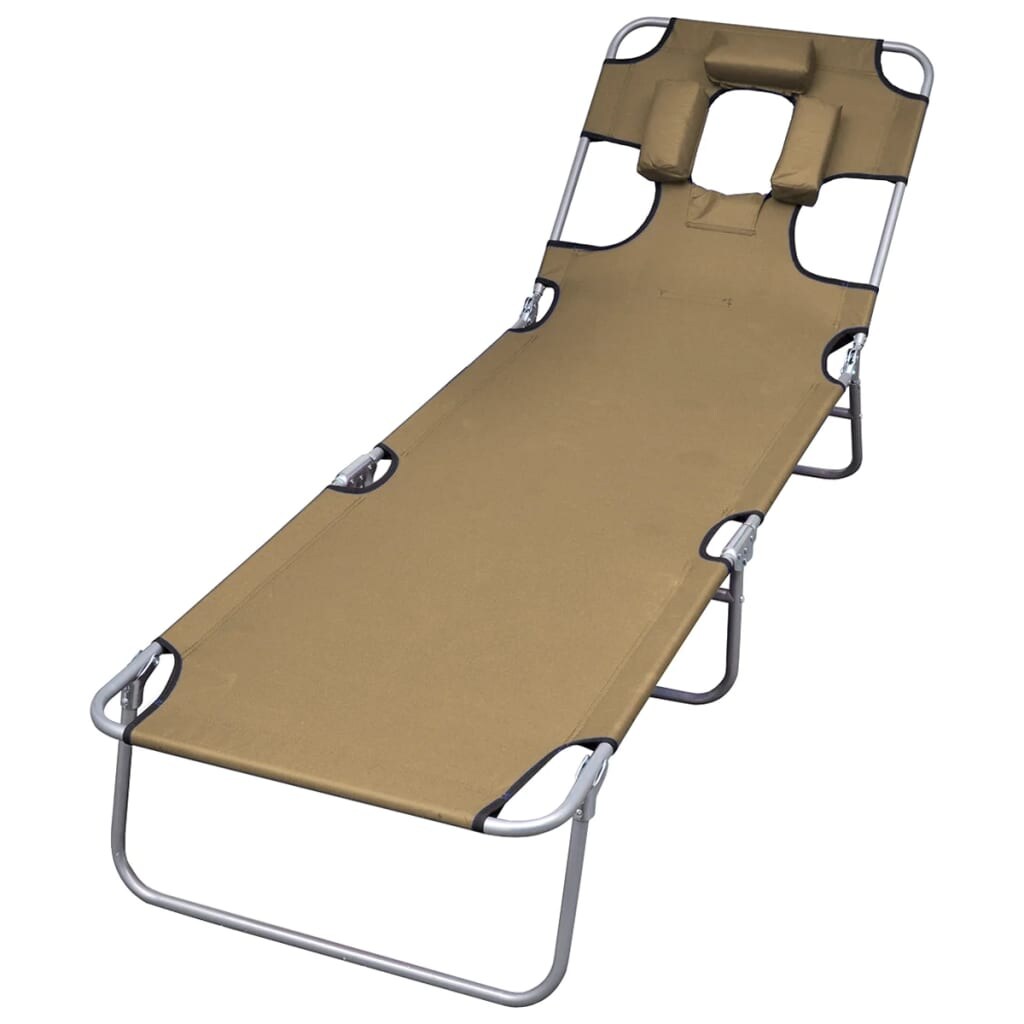 Helloshop26 - Sonnenliege Deckstuhl Sonnenbett Gartenbett Terrassenmöbel klappbare Gartenmöbel mit Kopfstütze und verstellbarer 02_0012871 Image