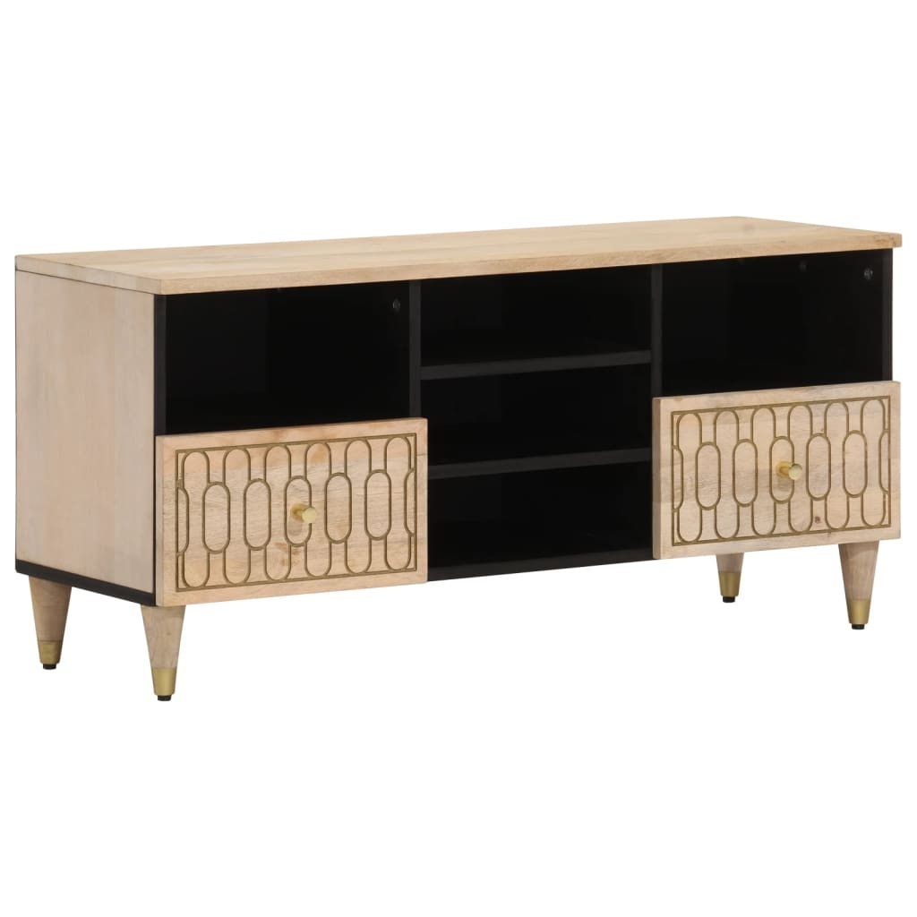 Helloshop26 - Multimedia-TV-Ständer TV-Regal TV-Schrank Esszimmer Wohnzimmer Schlafzimmer 100 x 33 x 46 cm massives braunes 02_0025461 Image