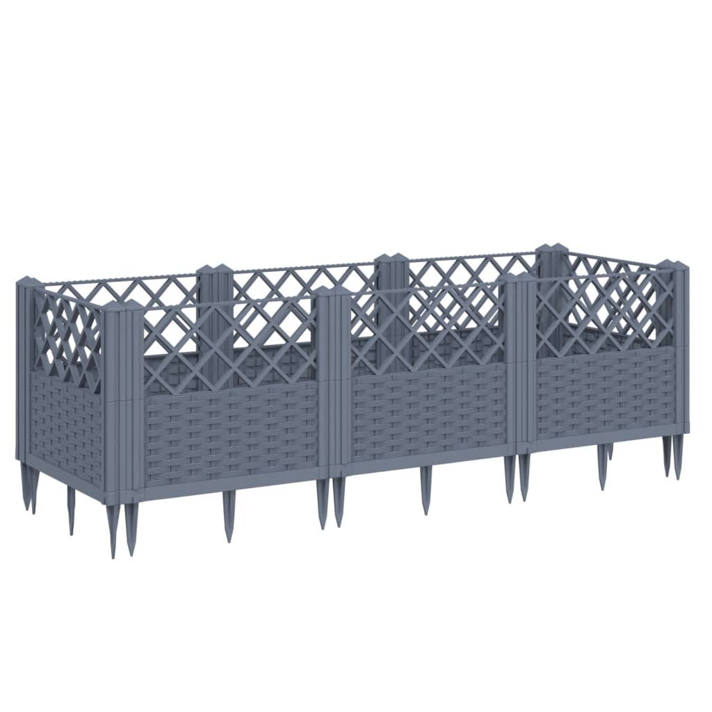 Helloshop26 - Hochbeet für Pflanzen Blumen Terrasse Garten mit Stäben 123,5 x 43,5 x 43,5 cm PP grau 02_0038182 Image
