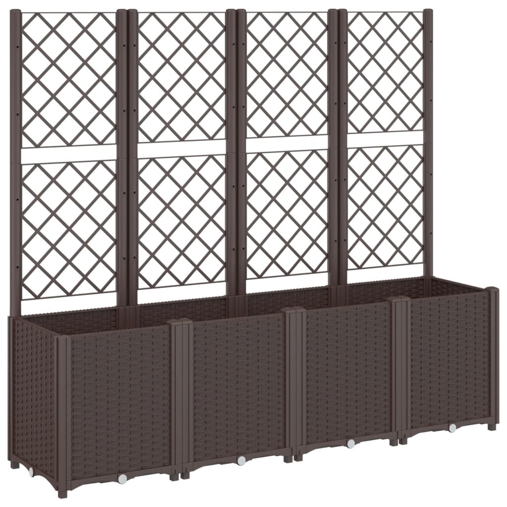 Helloshop26 - Hochbeet für Pflanzen Blumen Terrasse Garten mit Rankgitter 160 x 40 x 140 cm PP braun 02_0038264 Image