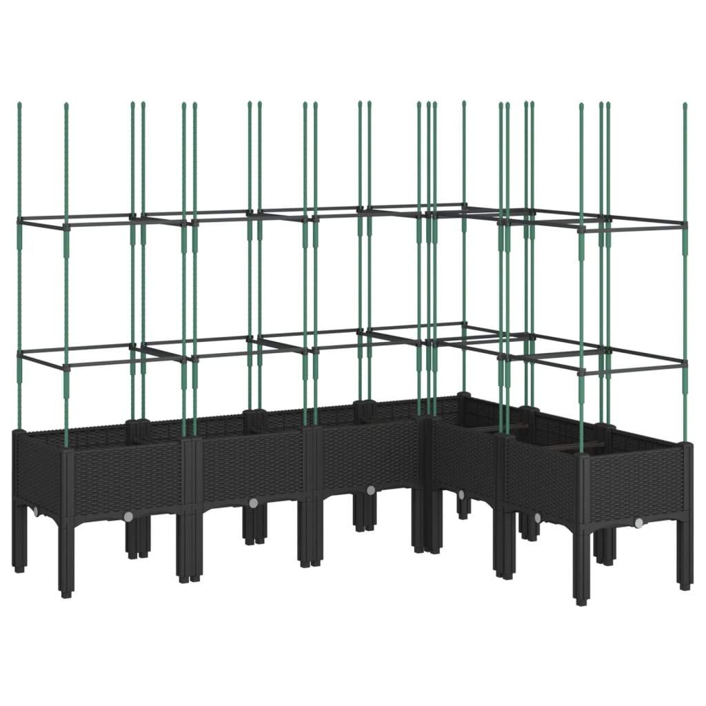 Helloshop26 - Hochbeet für Pflanzen Blumen Terrasse Garten mit Rankgitter 160 x 120 x 142,5 cm schwarzes PP 02_0038257 Image
