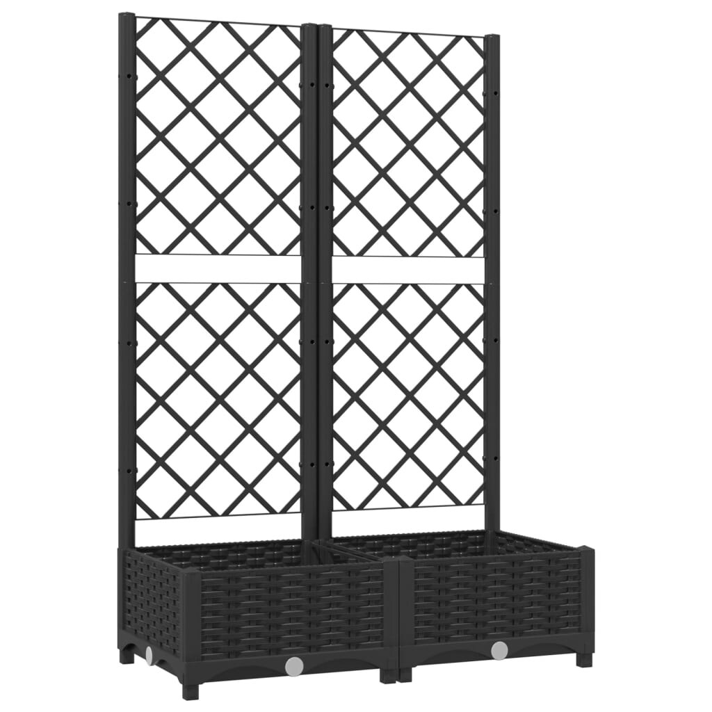 Helloshop26 - Hochbeet für Pflanzen Blumen Terrasse Garten mit Rankgitter 80 x 40 x 121,5 cm schwarzes PP 02_0038304 Image