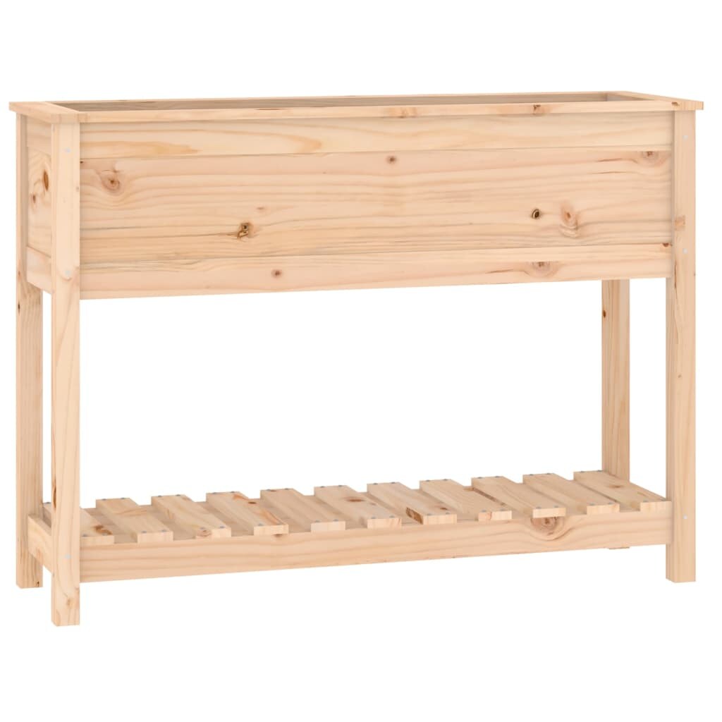 Helloshop26 - Hochbeet für Pflanzen Blumen Terrasse Garten mit Ablage 111,5 x 34,5 x 81 cm massives braunes Kiefernholz 02_0038381 Image