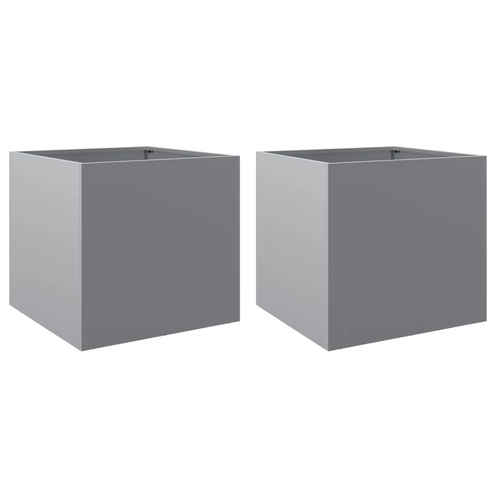 Helloshop26 - Hochbeet-Pflanzkasten für Pflanzen Blumen Garten Terrasse 2er-Set silber 42 x 40 x 39 cm verzinkter Stahl Silber 02_0039011 Image