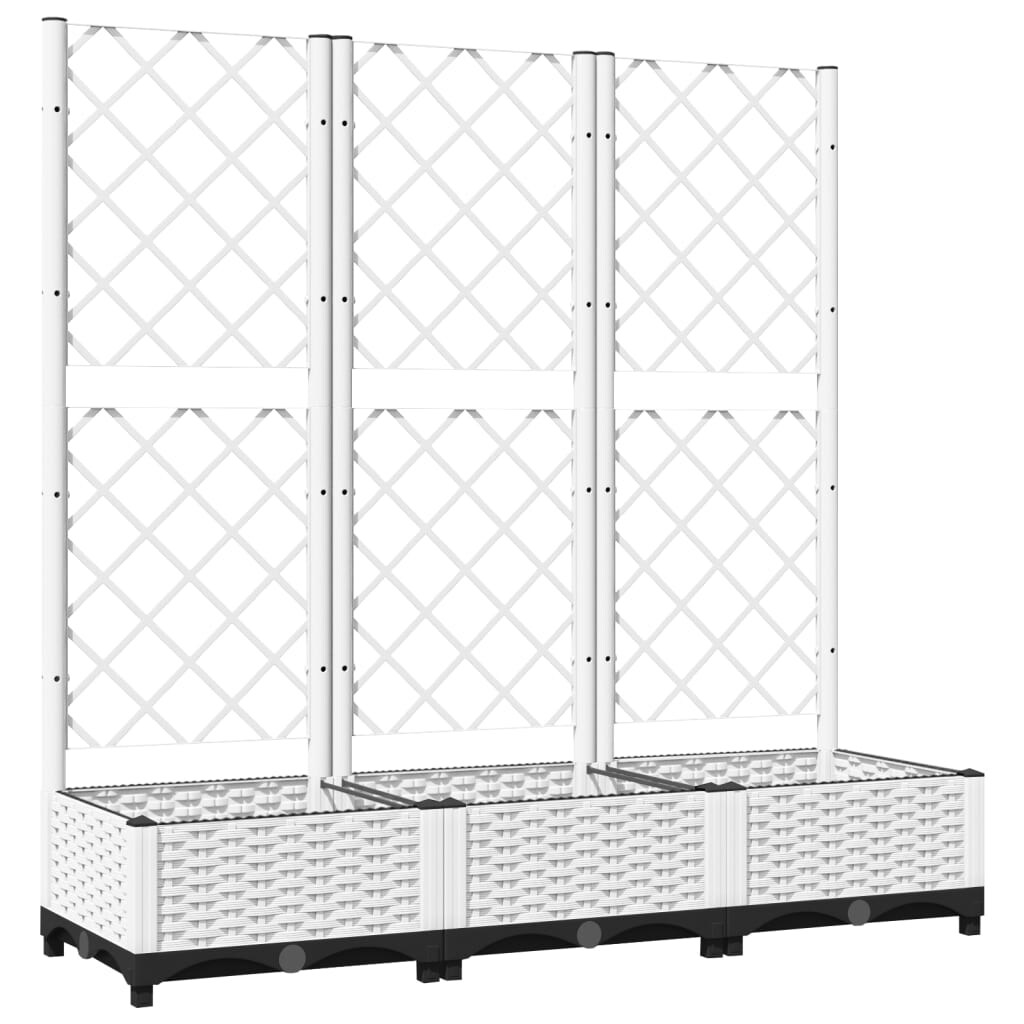Helloshop26 - Hochbeet für Pflanzen Blumen Terrasse Garten mit Rankgitter 120 x 40 x 121,5 cm weißes PP 02_0038230 Image