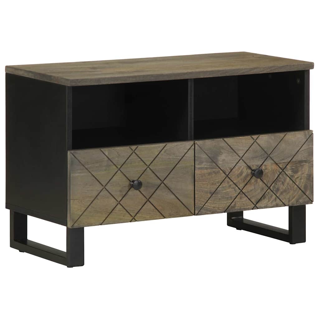 Helloshop26 - Schwarzer TV-Ständer mit viel Stauraum modernes Design 70 x 33 x 46 cm aus massivem Mangoholz 02_0057726 Image