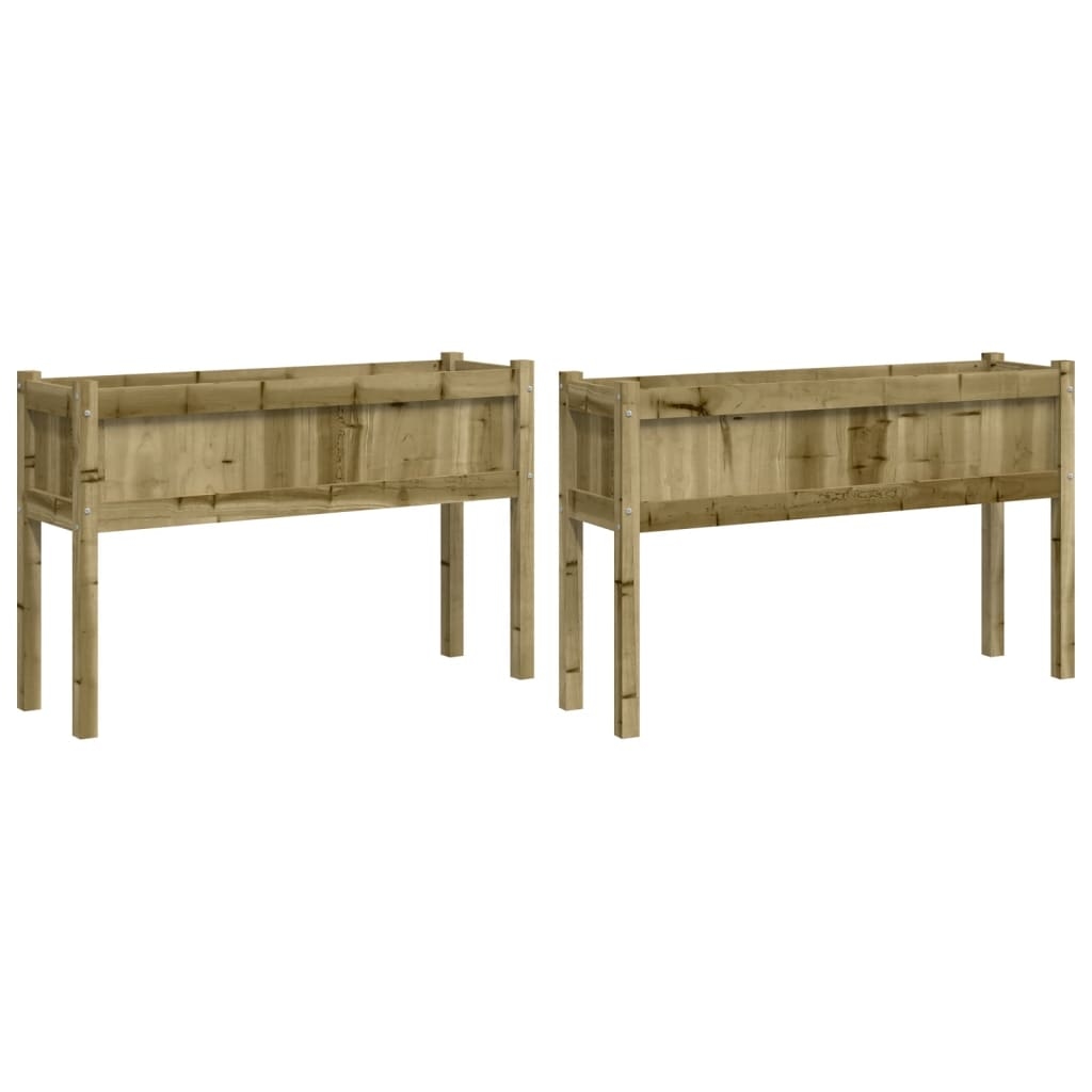 Helloshop26 - Hochbeet-Pflanzkasten für Pflanzen Blumen Garten Terrasse 2er-Set mit braun imprägnierten Kiefernholzbeinen 02_0039016 Image
