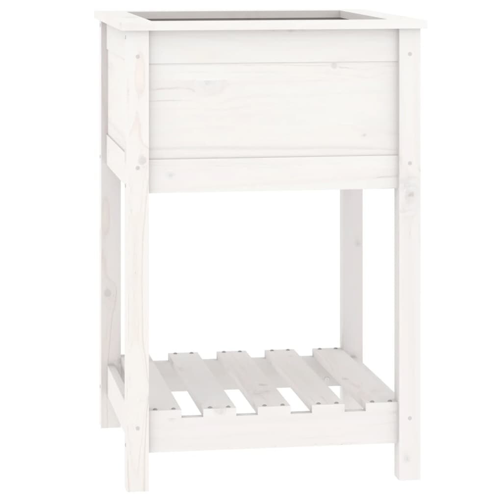 Helloshop26 - Hochbeet für Pflanzen Blumen Terrasse Garten mit Ablage 54 x 54 x 81 cm massives weißes Kiefernholz 02_0038395 Image