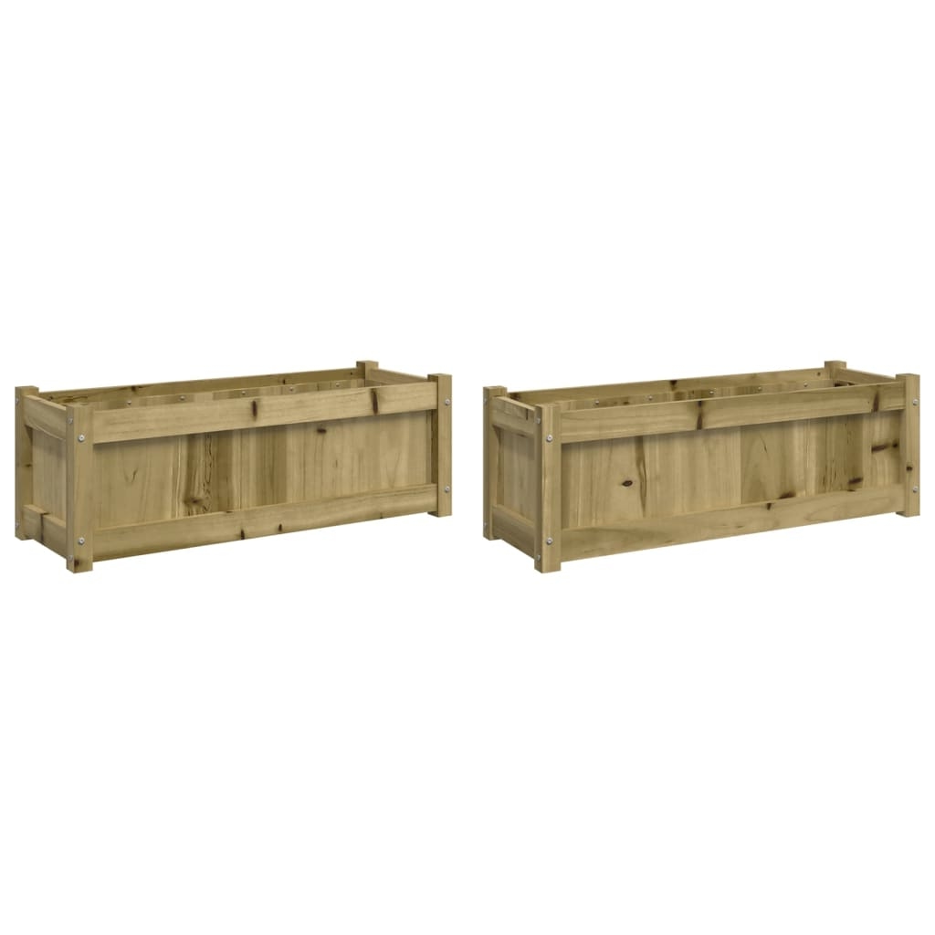 Helloshop26 - Pflanzkübel Hochbeet Blumenbeet Garten Terrasse 2er-Set imprägniertes Kiefernholz braun 02_0039025 Image