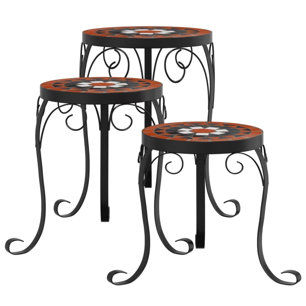 Helloshop26 - Pflanzenständer Blumenmöbel 3-teilig Terrakotta und Keramik orange 02_0045257 Image