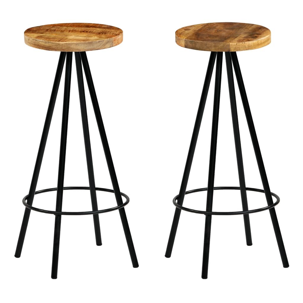 Helloshop26 - Set aus zwei Designer-Barhockern Sitzfläche massives Mangoholz 1202183 Image