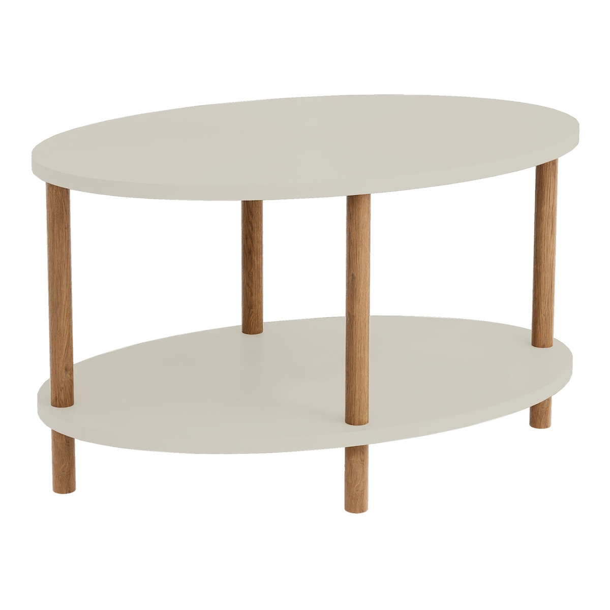 Helloshop26 - Ovaler Beistelltisch mit Konsole 43 x 70 x 44 cm Naturgrau 03_0010827 Image