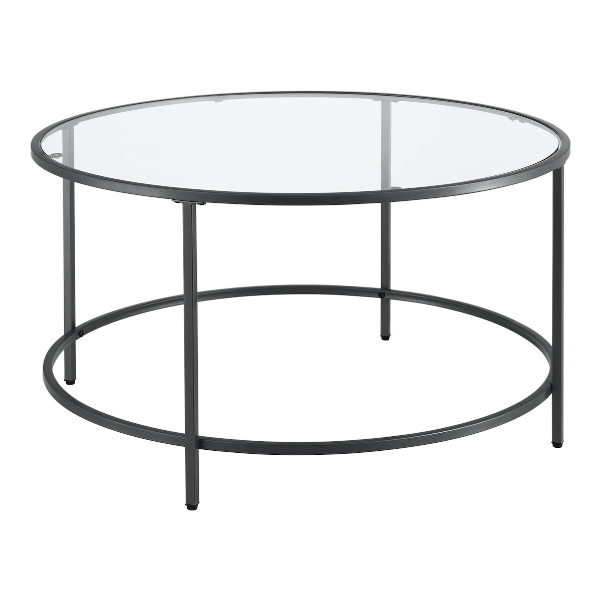 Helloshop26 - Runder Couchtisch fürs Wohnzimmer Glasplatte Stahlbeine 84 cm schwarz 03_0006180 Image