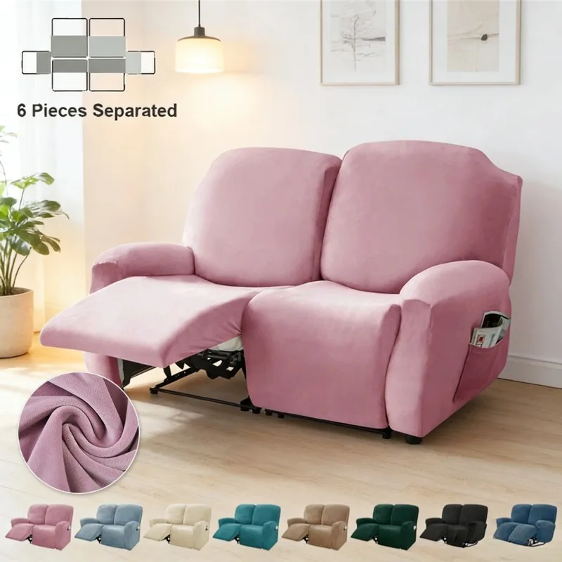 Neue 2-Sitzer Samt-Split-Relaxsessel-Bezüge, dehnbare, superweiche Relaxsessel-Überzüge, waschbarer Relaxsessel-Schutz für Zuhause Image