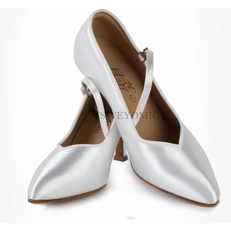 Ballsaal BD Tanz Schuhe Standard Flesh Beige Schwarz Weiß Satin Niedrigen Hohe 7cm Ferse Ballsaal Latin Dance Schuhe Für frauen BD138