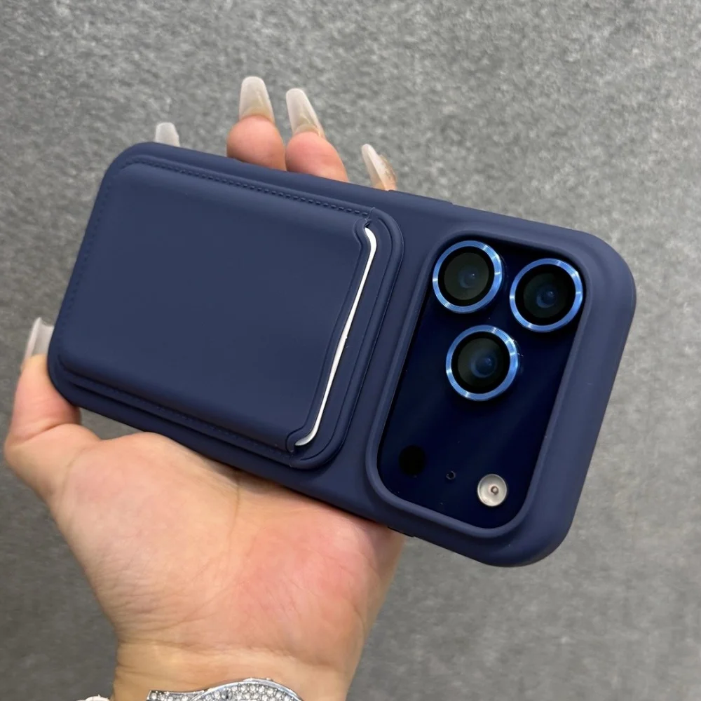 Liquid Silicone Magnetic For Magsafe Wallet Slot Crad Holder Case For iPhone 17 Air 16 15 14 13 12 11 Pro Max Soft Bumper Cover
