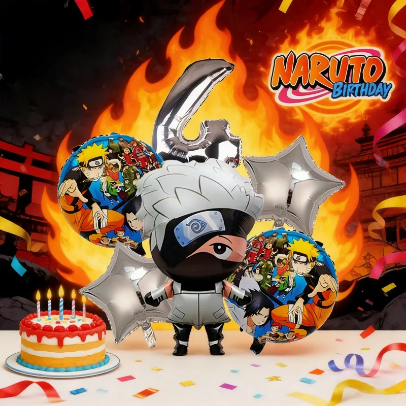 Coole Naruto Kakashi Uzumaki Themen-Folienballons Set Latexballons Kindergeburtstag Partydekoration Zahlenballons Zubehör Image