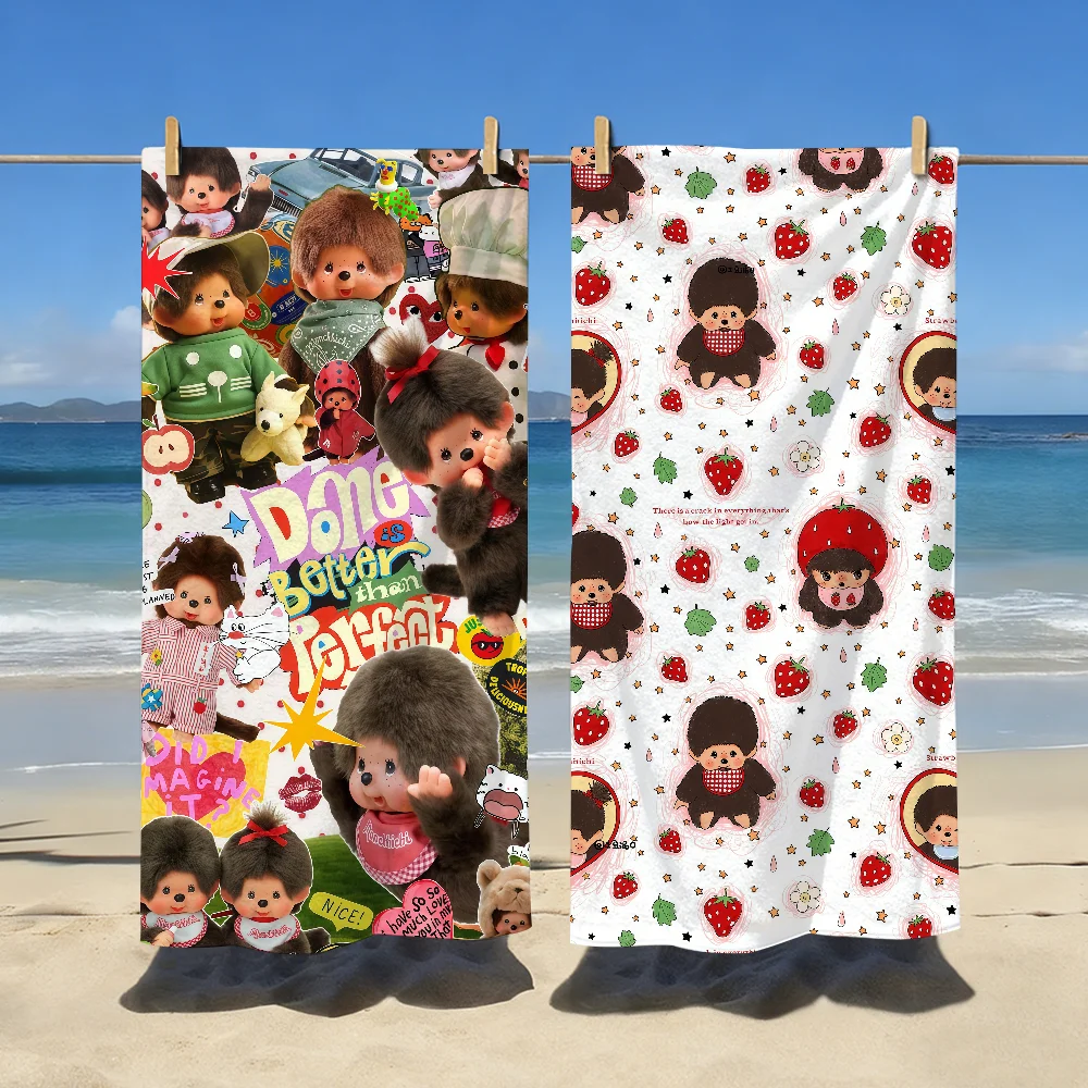 Cartoon M-Monchhichi-S Niedliches Handtuch, Sport, schnell trocknend, für Reisen, Camping, sanddicht, weich, leicht, großes Strandtuch