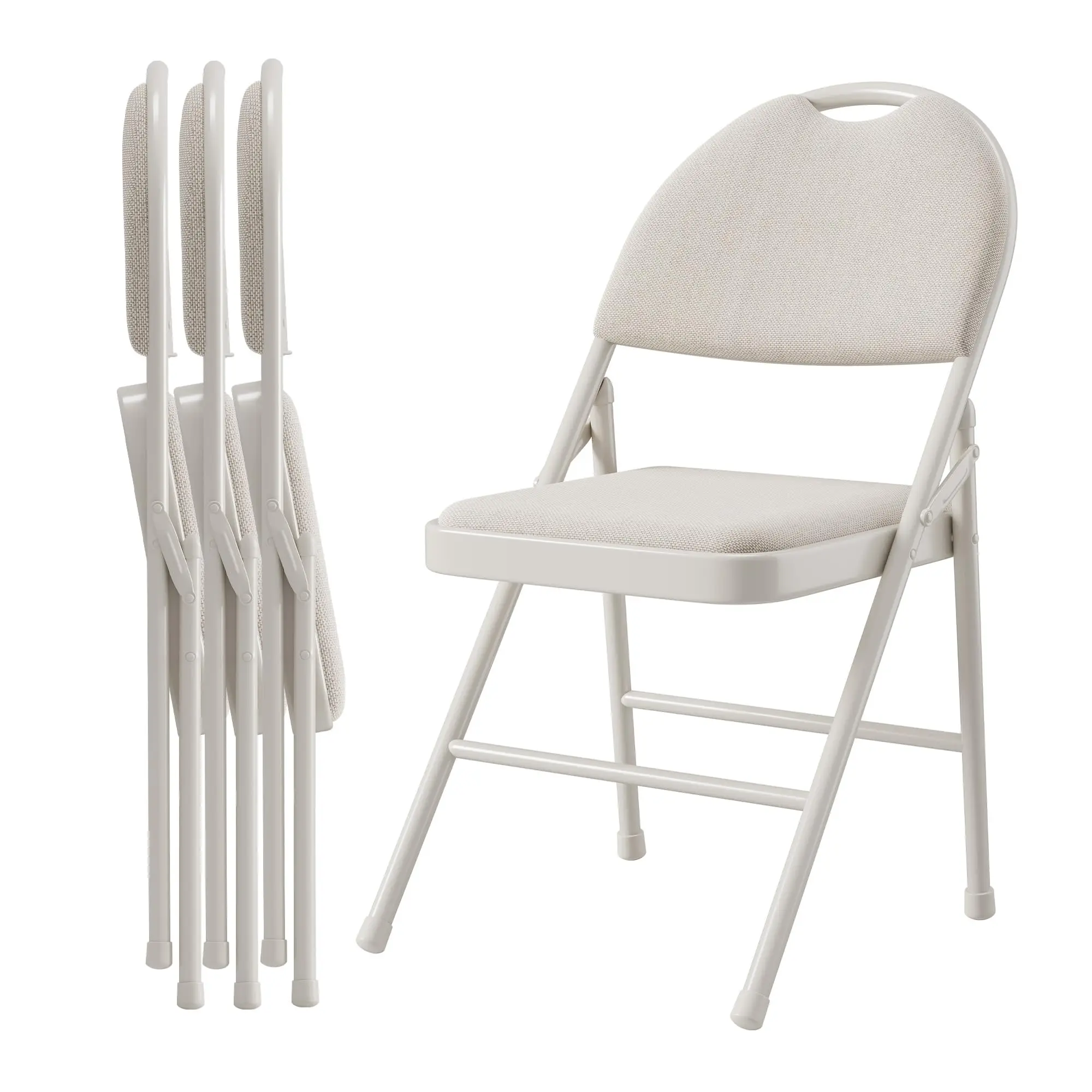 4er-Set Klappstühle, Kunstleder, Metallgestell, gepolsterte Sitzfläche, tragbarer Gartenstuhl für Zuhause, Büro und Esszimmer