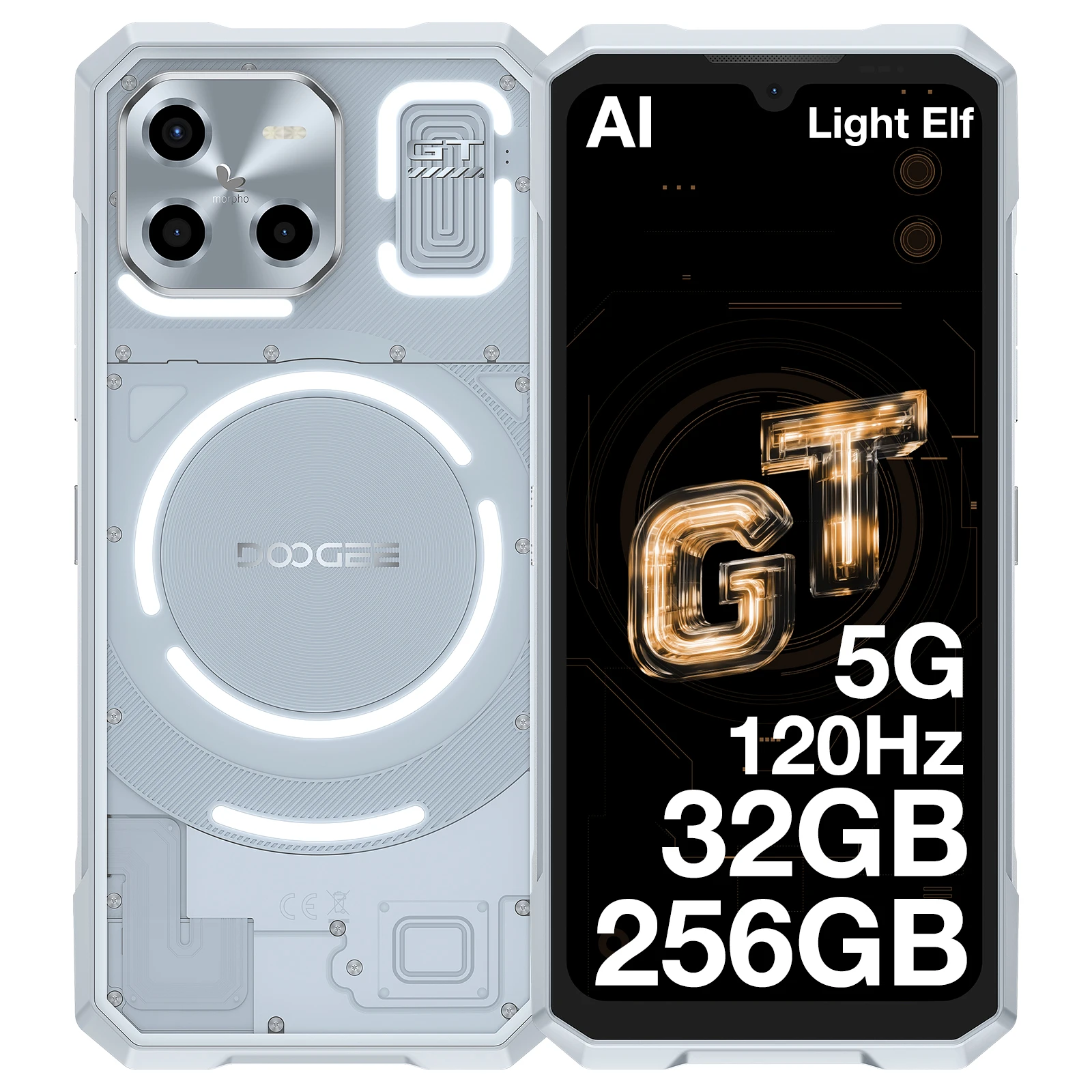 DOOGEE Blade GT Robustes Smartphone 6,72'' FHD+ 120Hz LED-Lichteffekt 12GB RAM+256GB ROM 5500mAh Akku Android 14 Smartphone NFC