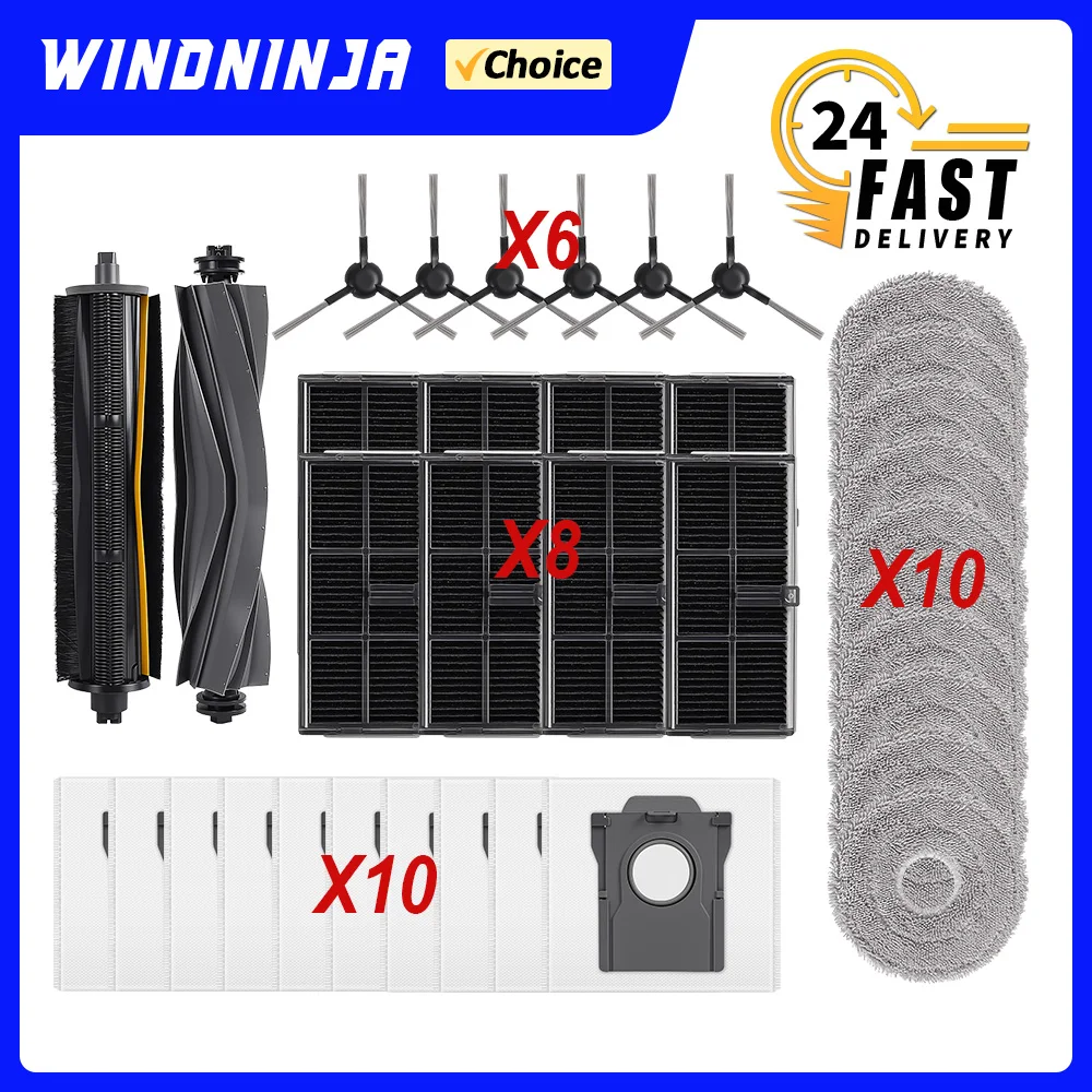 Ersatz-Mopp-Staubbeutel-Bürstenfilter für Dreame L10S Pro Ultra Heat P10 Ultra Mova E30 Ultra L10s Ultra Gen 2 D20 Ultra Kit Image