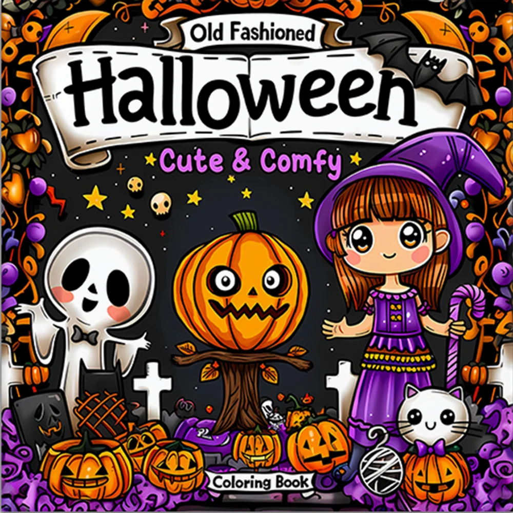 Halloween-Malbuch „COSY FRIENDS“ Malbuch für Erwachsene und Jugendliche mit bezaubernden gruseligen Kreaturen für Halloween-Geschenke Image