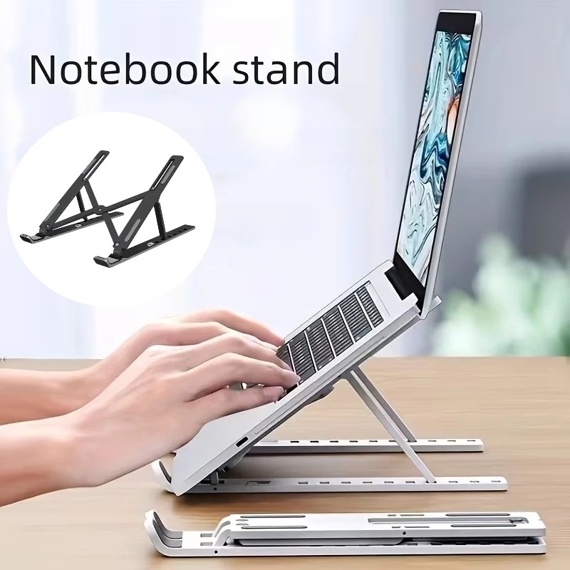 1 Stück Ergonomischer Laptop-Ständer mit Kühlung, Tragbarer Faltbarer Höhenverstellbarer Desktop-Riser für Tablet, Notebook, Computer Image