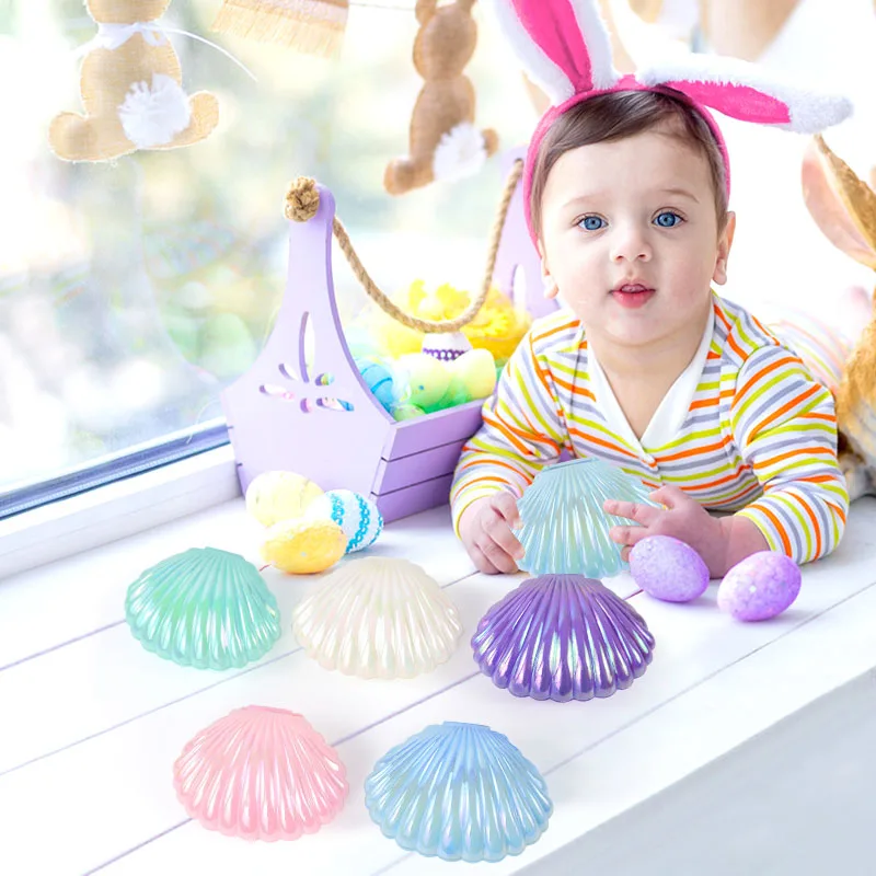 5 Stück Niedliche Metallische Muschel-Plastikbonbonboxen Make-up- und Schmuckaufbewahrungsboxen Hochzeit Geburtstag Babyparty Geschenkbox Partydekoration Image