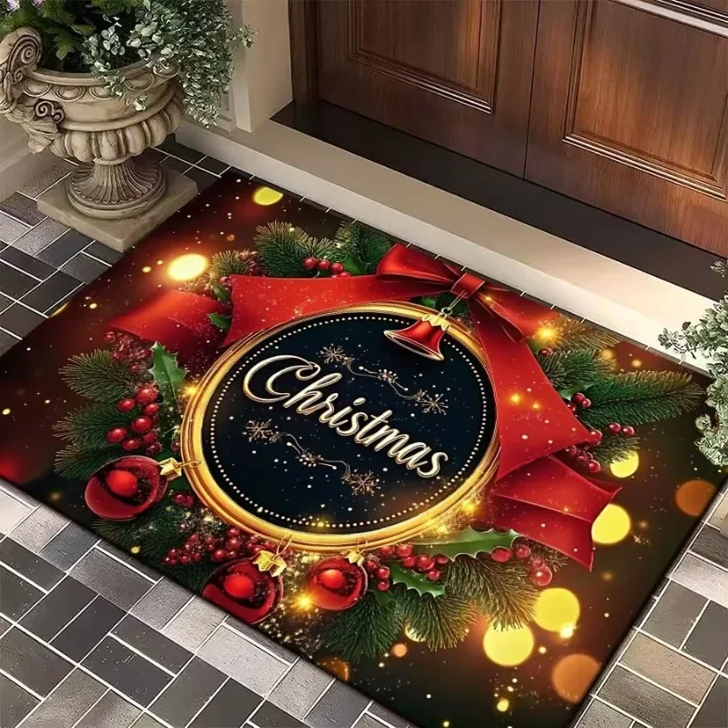 Frohe Weihnachten Teppich Badezimmer Matte Anti Slip und Retro Saugfähige Matte Tür Matte Neujahr Party Rot Hause Dekoration Teppich