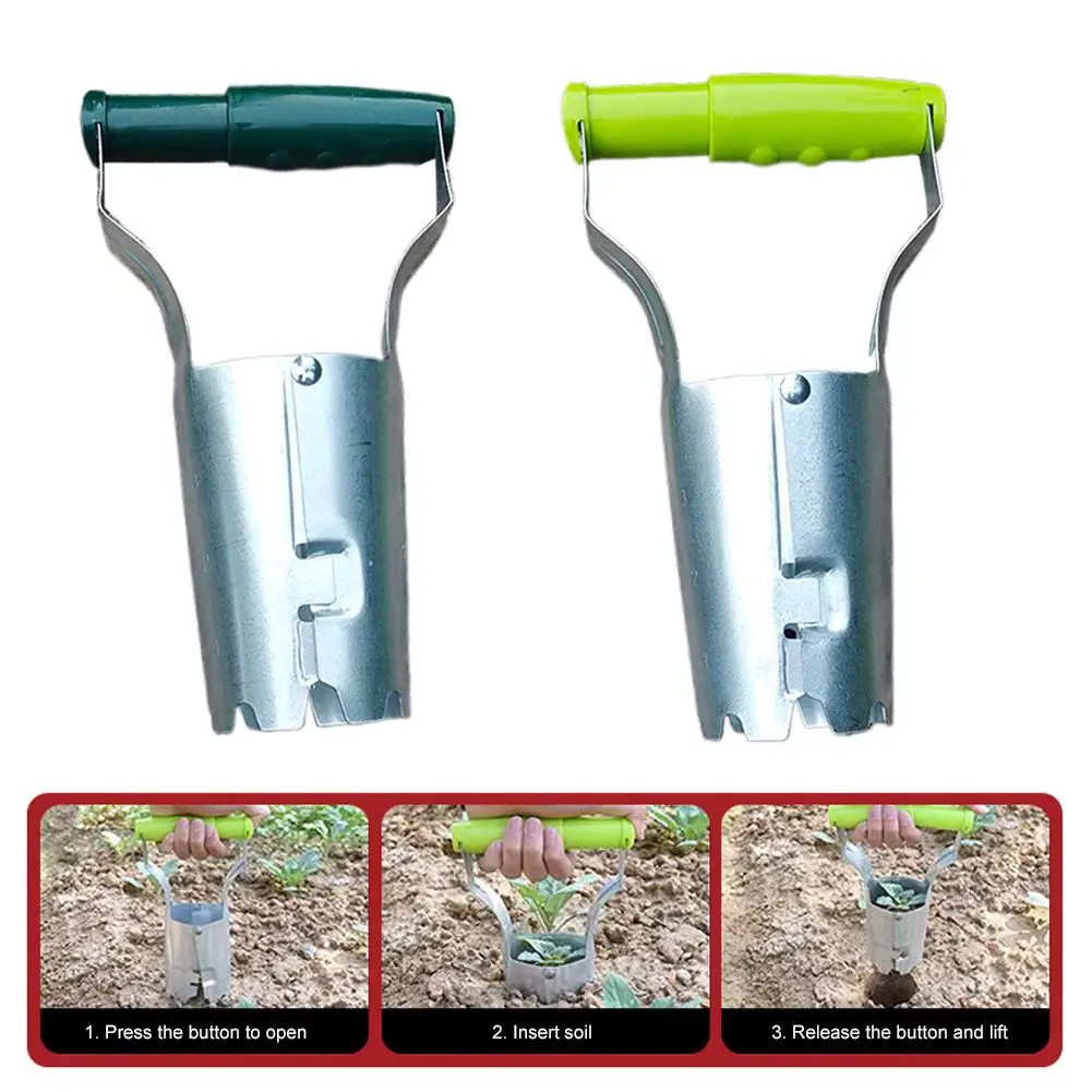 Robuster Metall-Setzlingspflanzer mit Kunststoffgriff Garten-Lochstanzer Manuelles Pflanzwerkzeug für Blumen und Sukkulenten Image