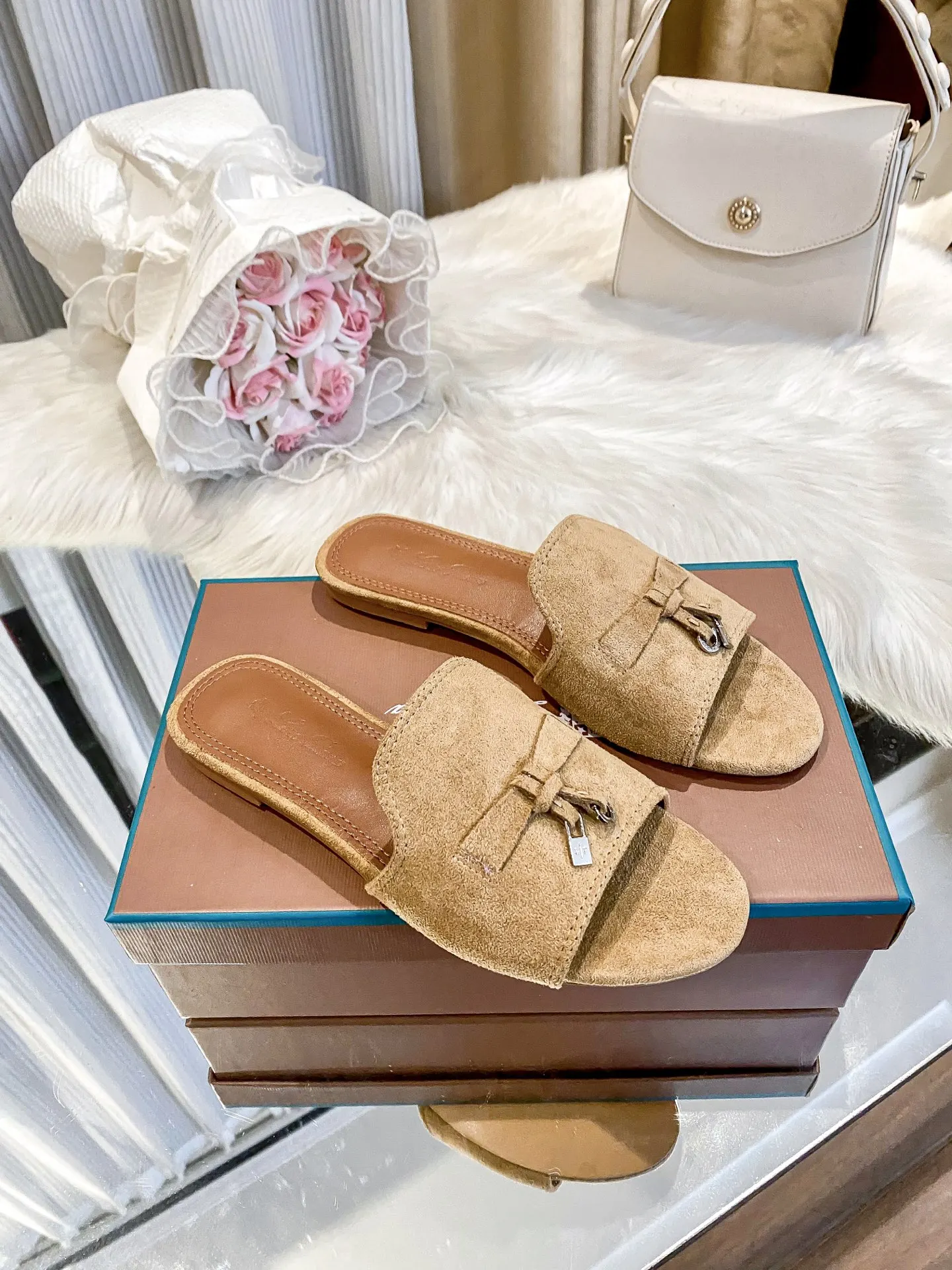 LORO PIANA AUSTRALIS Mocasines Mujer Loafers Round Toe One Foot Slip-on Schuhe Damen Echtes Leder Damen Flats Schuhe Frau