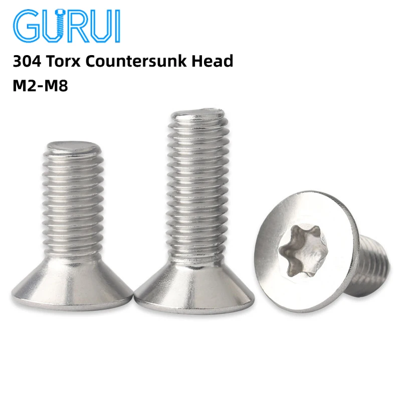 M2 M2.5 M3 M4 M5 M6 M8 304 A2-70 Edelstahl GB2673 Maschinenschrauben Sechsrund-Torx Senkkopfschrauben Image