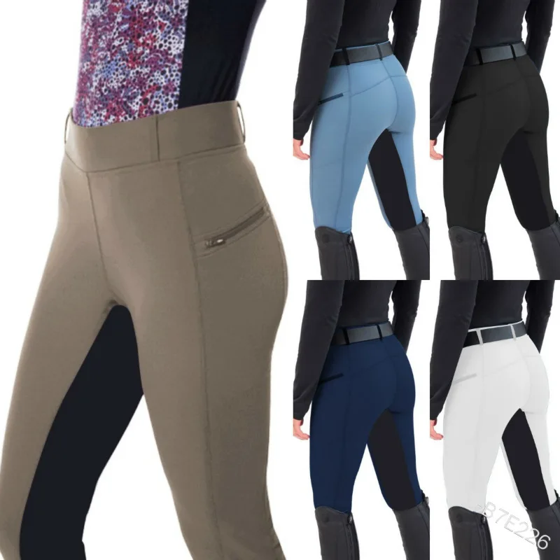 Reitstrumpfhose, Hose für Damen, verschleißfest, hautenge Reitsportkleidung, Color Clash, Sportausrüstung, Reithose, lange Hose Image